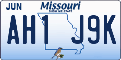 MO license plate AH1J9K