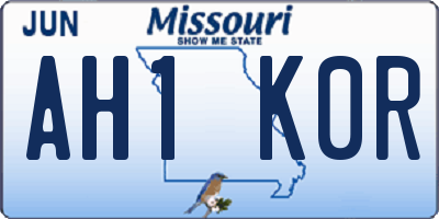 MO license plate AH1K0R