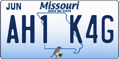 MO license plate AH1K4G
