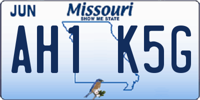 MO license plate AH1K5G
