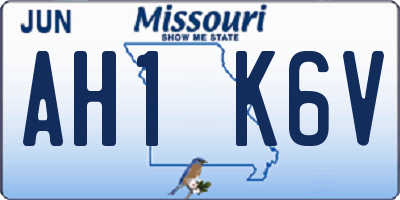 MO license plate AH1K6V