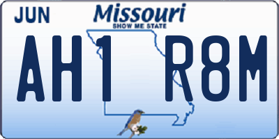 MO license plate AH1R8M
