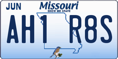 MO license plate AH1R8S