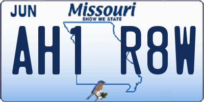 MO license plate AH1R8W
