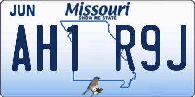 MO license plate AH1R9J