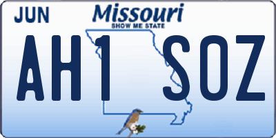 MO license plate AH1S0Z