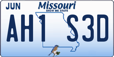 MO license plate AH1S3D