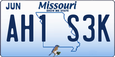 MO license plate AH1S3K