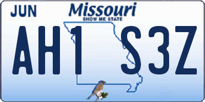 MO license plate AH1S3Z