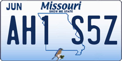 MO license plate AH1S5Z