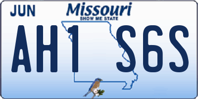MO license plate AH1S6S