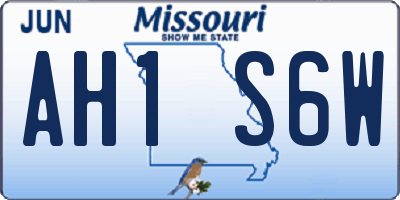 MO license plate AH1S6W