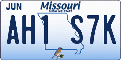 MO license plate AH1S7K