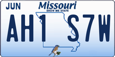 MO license plate AH1S7W