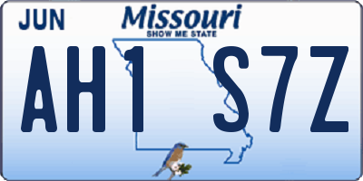MO license plate AH1S7Z