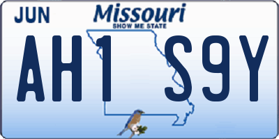 MO license plate AH1S9Y
