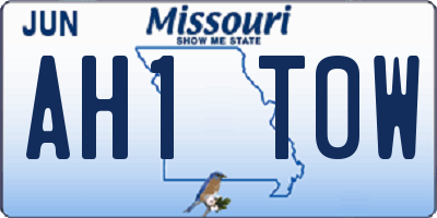 MO license plate AH1T0W