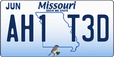 MO license plate AH1T3D