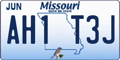 MO license plate AH1T3J
