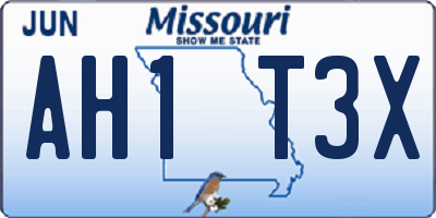 MO license plate AH1T3X