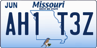 MO license plate AH1T3Z