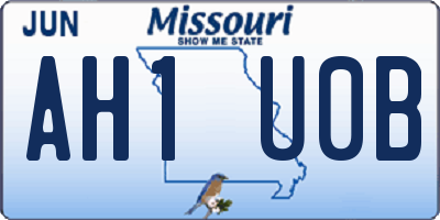 MO license plate AH1U0B