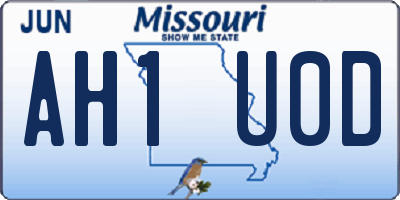 MO license plate AH1U0D