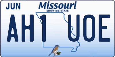 MO license plate AH1U0E