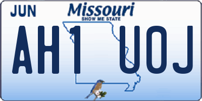 MO license plate AH1U0J