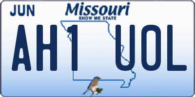 MO license plate AH1U0L