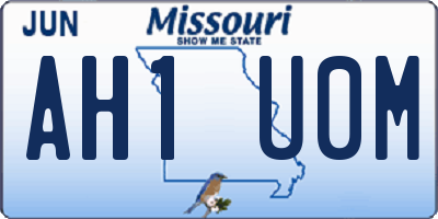 MO license plate AH1U0M