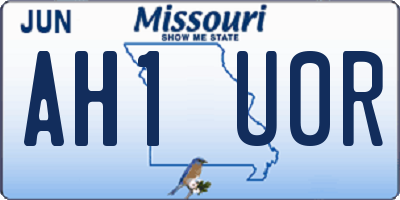 MO license plate AH1U0R