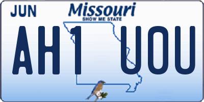 MO license plate AH1U0U