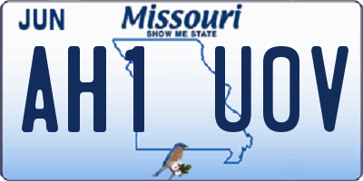 MO license plate AH1U0V