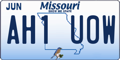 MO license plate AH1U0W