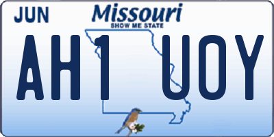 MO license plate AH1U0Y