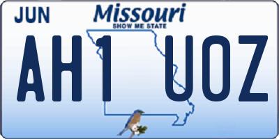 MO license plate AH1U0Z