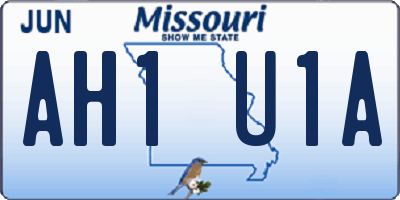 MO license plate AH1U1A
