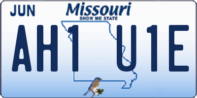 MO license plate AH1U1E