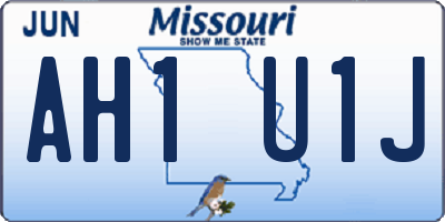 MO license plate AH1U1J