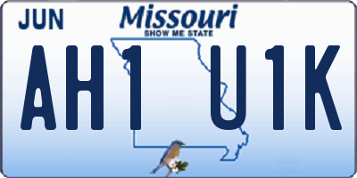 MO license plate AH1U1K