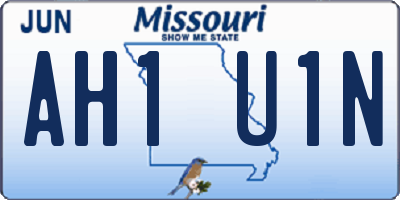 MO license plate AH1U1N