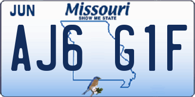 MO license plate AJ6G1F