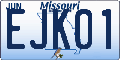MO license plate EJK01