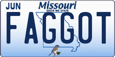 MO license plate FAGG0T