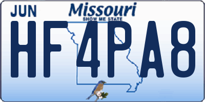 MO license plate HF4PA8