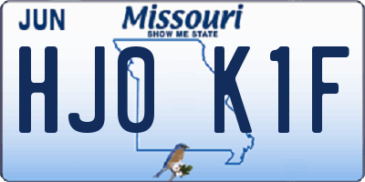 MO license plate HJ0K1F