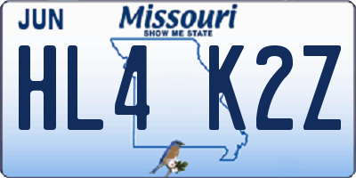 MO license plate HL4K2Z