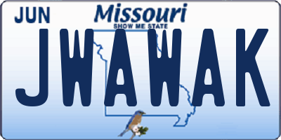 MO license plate JWAWAK
