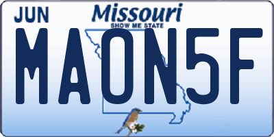 MO license plate MAON5F